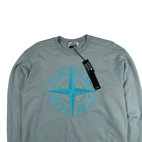 Stone Island 2023 Blue Embroidered Compass Jumper - Large