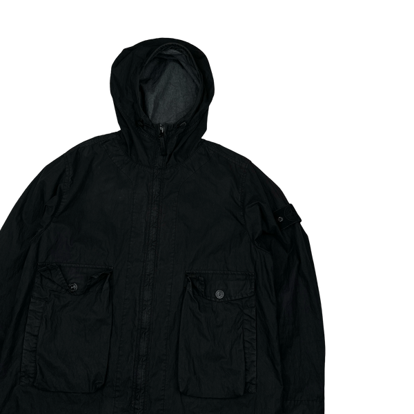 Stone Island 2019 Black 50 Fili Resinata Ghost Parka Jacket - Medium