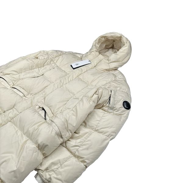 CP Company Cream Nycra Down Filled Puffer Long Jacket - Medium, Large, XL, XXL