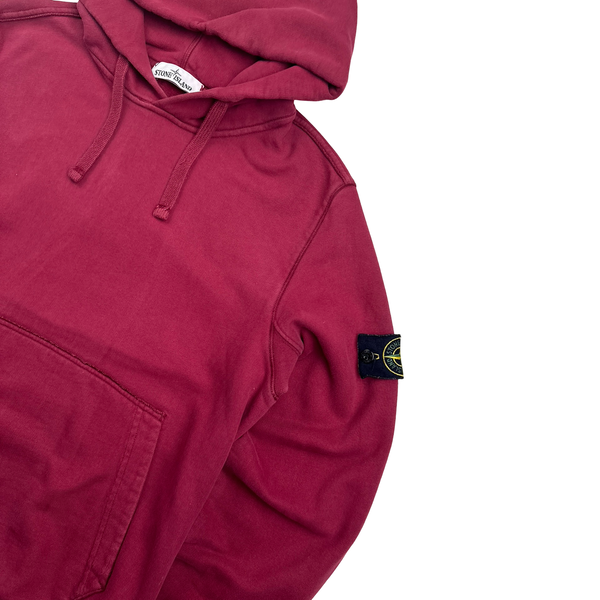 Stone Island 2018 Burgundy Cotton Pullover Hoodie - Large