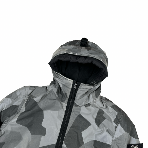 Stone Island 2012 Silver Fleece Lined Camo Reflective Jacket - Large