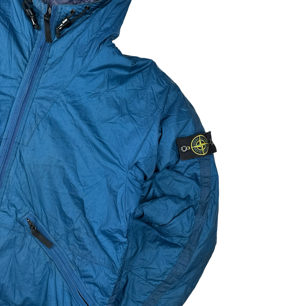 Stone Island 2009 Blue Down Filled Padded Mesh Badge Jacket - 3XL