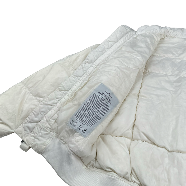 Stone Island White Garment Dyed Crinkle Reps Puffer Jacket - Medium