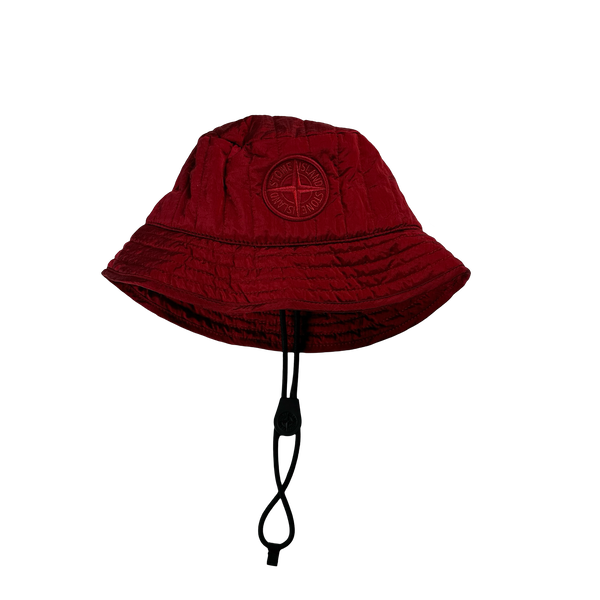 Stone Island 2022 Red Econyl Nylon Metal Embroidered Bucket Hat-Medium, Large & XL