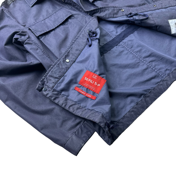 CP Company 50 Fili Tr-P Navy Buttoned Kan D Panel Coach Jacket - Small - Medium