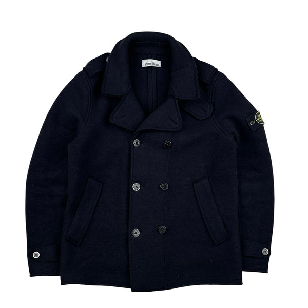 Stone Island 2013 Heavyweight Navy Wool Double Breasted Jacket XL