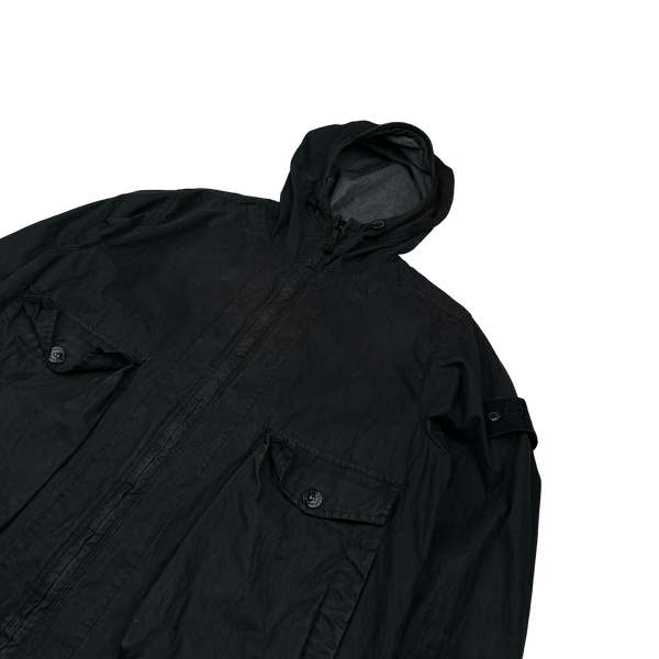 Stone Island 2019 Black 50 Fili Resinata Ghost Parka Jacket - Medium