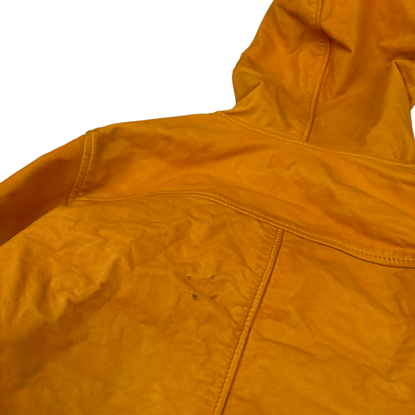 Stone Island 2014 Orange Lightweight Leather Felpa Jacket - Small