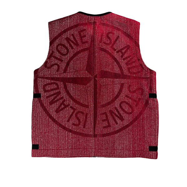 Stone Island 2022 Red Needle Punched Reflective Gilet Large