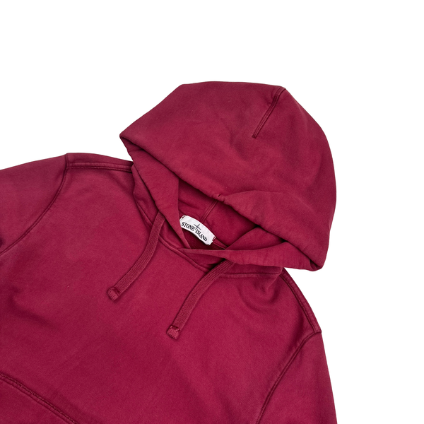 Stone Island 2018 Burgundy Cotton Pullover Hoodie - Large