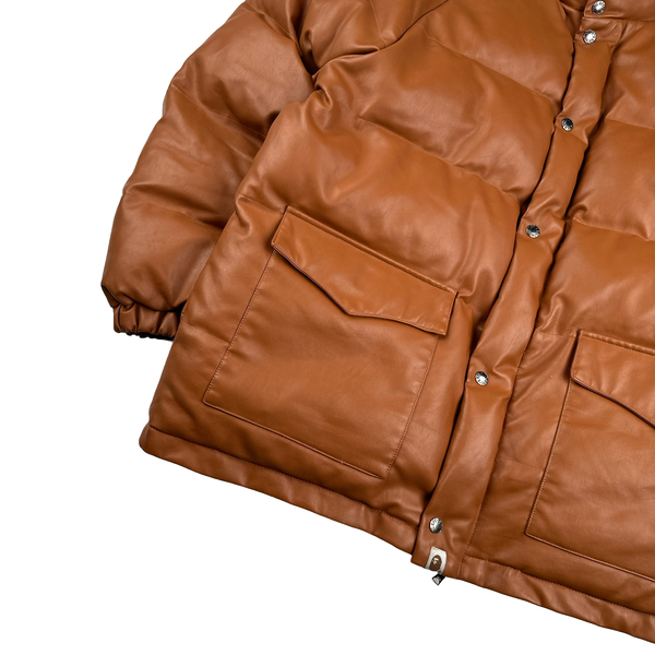 BAPE Brown Heavyweight Leather Down Filled Bomber Jacket - 3XL