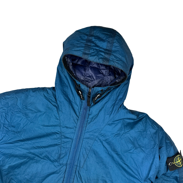 Stone Island 2009 Blue Down Filled Padded Mesh Badge Jacket - 3XL