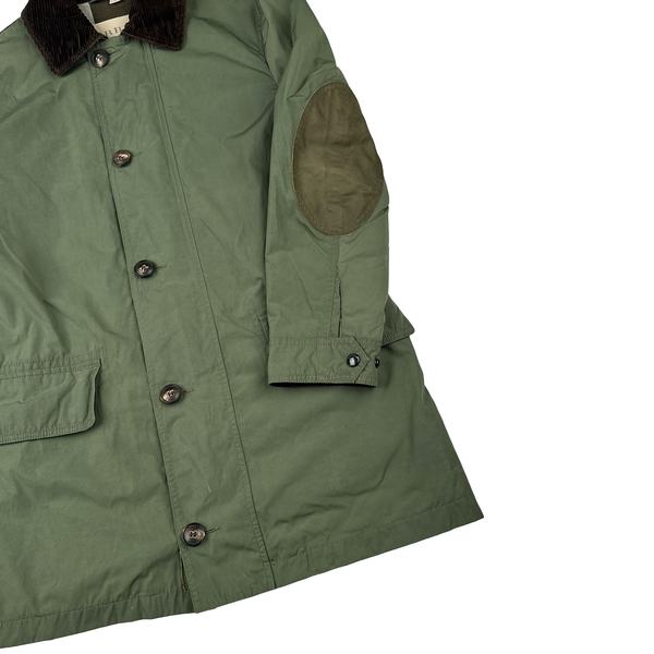 Burberry Check Lined Nylon Corduroy Collar Long Jacket - Small