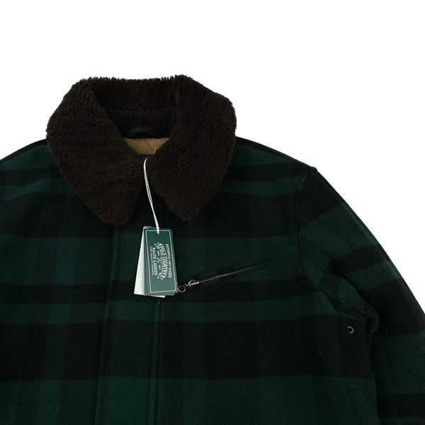 Ralph Lauren Wool Flannel Quilted Lined Shearling Collar Jacket - XL