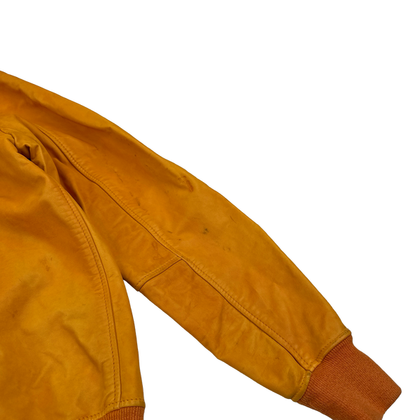 Stone Island 2014 Orange Lightweight Leather Felpa Jacket - Small