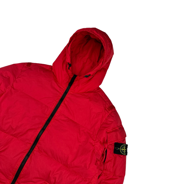 Stone Island 2022 Red Crinkle R-NY Down Puffer Jacket - Large