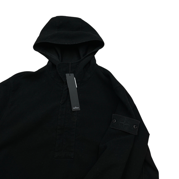 Stone Island 2021 Black Ghost Flocked Pullover Hoodie - Medium