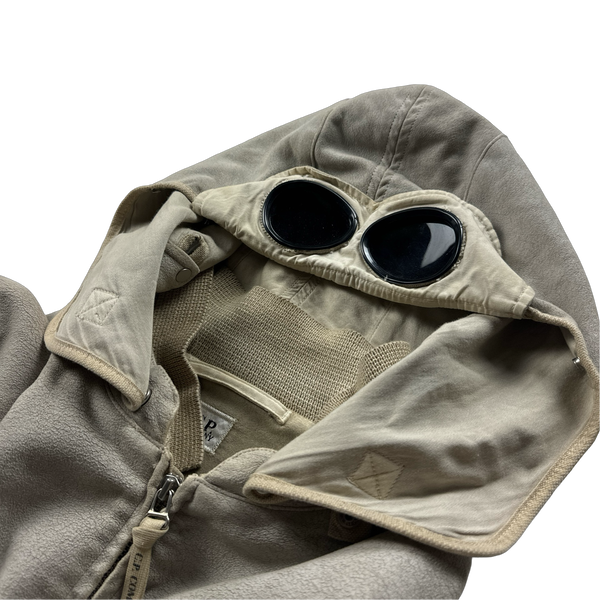 CP Company 2004 Vintage Cream Hand Painted Mole Skin Archive Goggle Jacket - XL