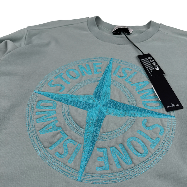 Stone Island 2023 Blue Embroidered Compass Jumper - Large