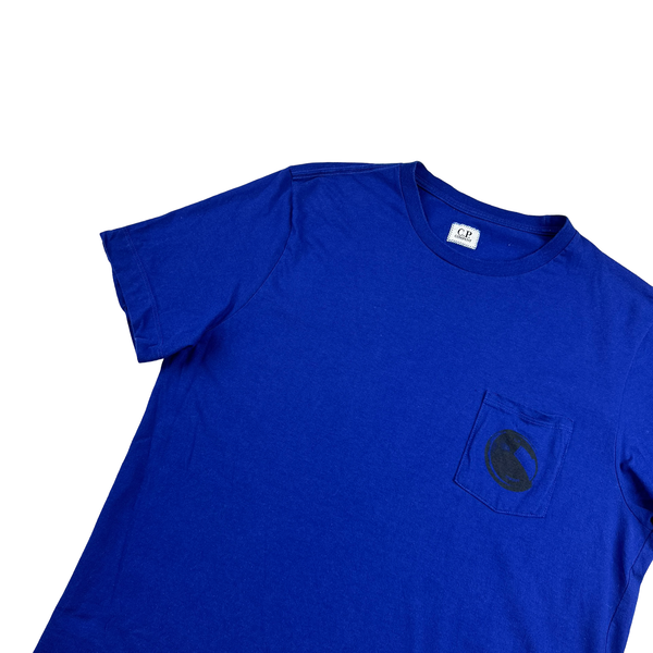 CP Company Electric Blue Small Graphic Design Cotton T Shirt - XL