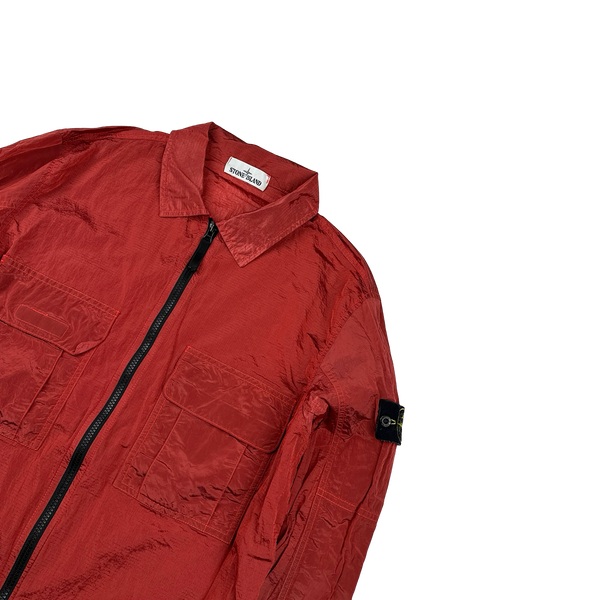 Stone Island 2019 Red Nylon Metal Rip Stop Overshirt - Large