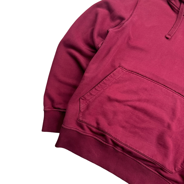 Stone Island 2018 Burgundy Cotton Pullover Hoodie - Large