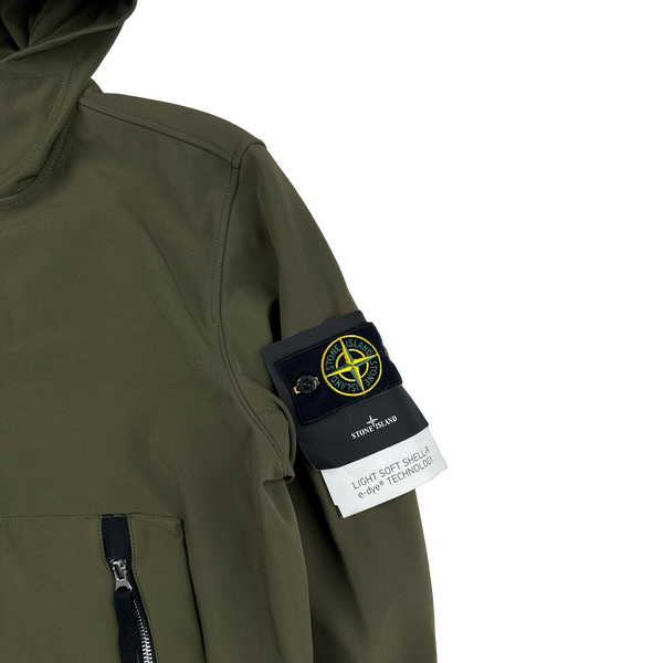 Stone Island 2021 Khaki Soft Shell R E Dye Tech Jacket - Medium