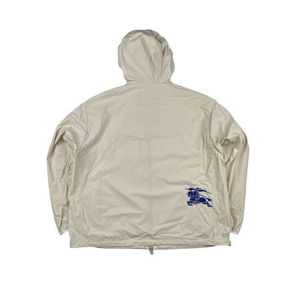 Burberry Cream Nylon Logo Hooded Zipped Jacket - Large