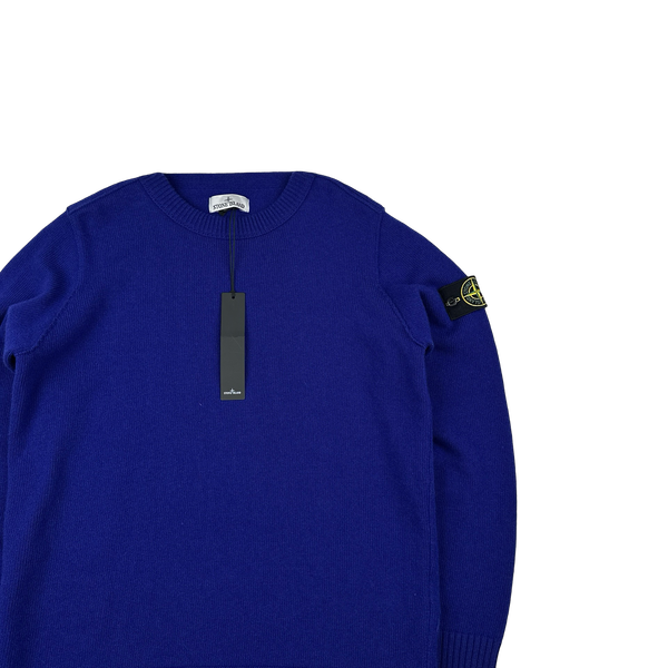 Stone Island 2023 Blue Thick Wool Crewneck Jumper - Large