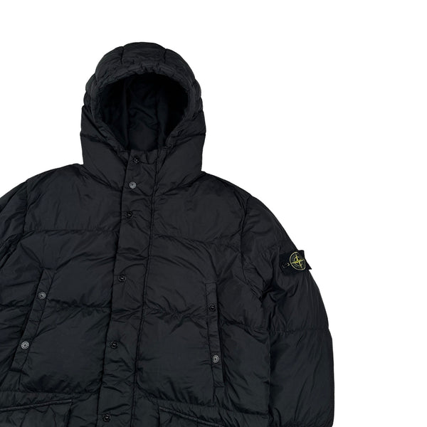 Stone Island 2013 Black Crinkle NY Down Long Puffer Jacket - XL