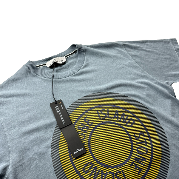 Stone Island Blue 3D Rubber Logo T Shirt - Small