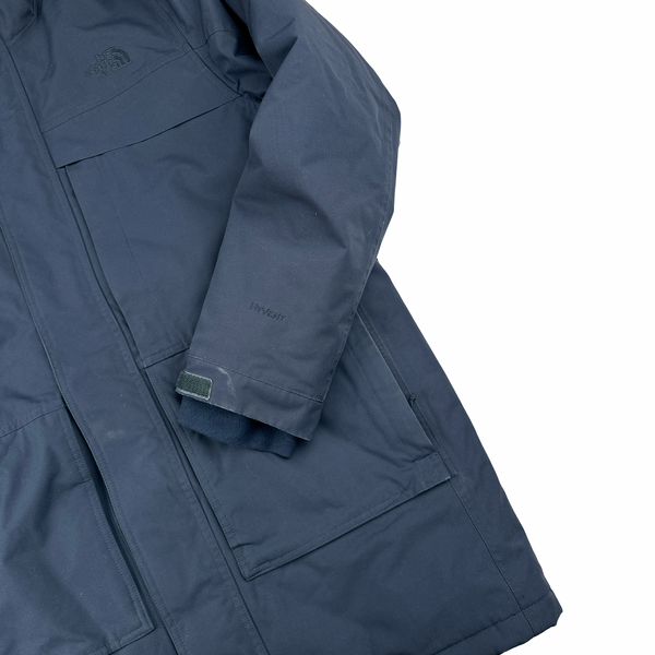 North Face Navy Hyvent Down Filled Parka Jacket - Large