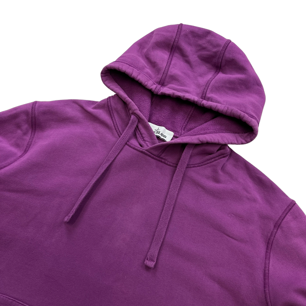 Stone Island 2021 Purple Pullover Cotton Hoodie - Large