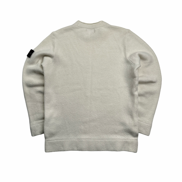 Stone Island 2022 White Knitted Pullover Jumper - Large