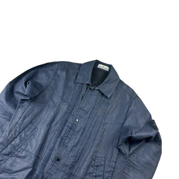 Stone Island Navy Lino Resinato TC Jacket - Small