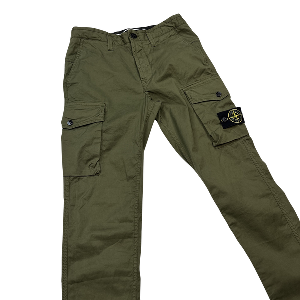 Stone Island Slim Fit Khaki Cargo Trousers - 28"