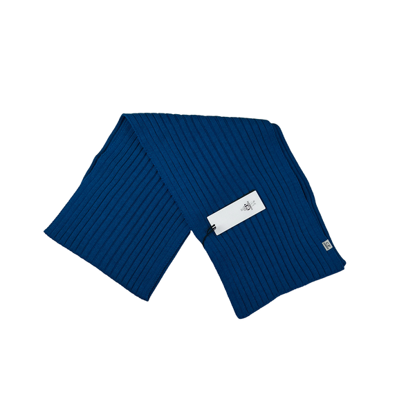 CP Company Blue Ribbed Wool Knitted Scarf