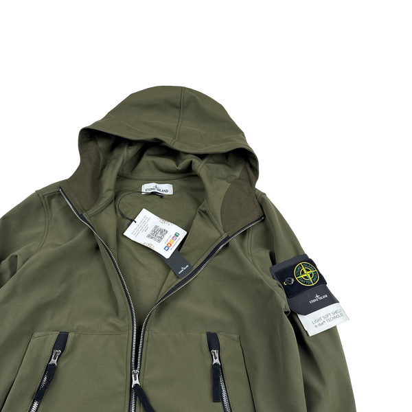 Stone Island 2021 Khaki Soft Shell R E Dye Tech Jacket - Medium