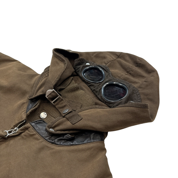 CP Company 2005 Brown Leather Detailed Goggle Jacket - XXL