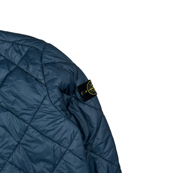 Stone Island 2018 Petrol Blue Garment Dyed Quilted Micro Yarn Jacket - Large