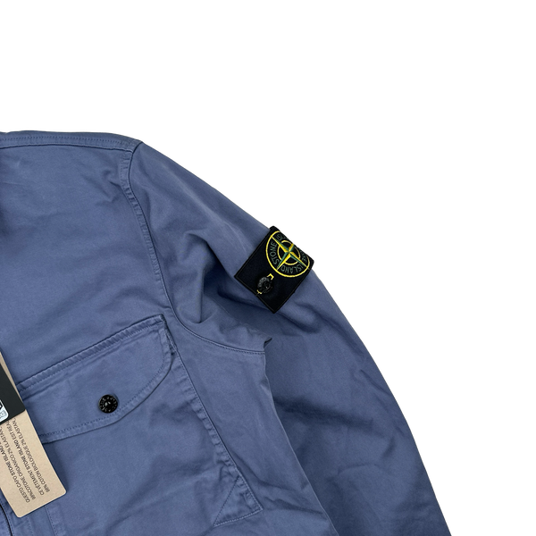 Stone Island 2024 Periwinkle Cotton Double Pocket Overshirt - Small