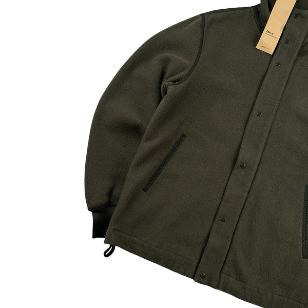 Ten C Khaki Hooded Base Liner Knit Jacket - Large