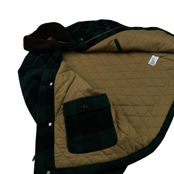 Ralph Lauren Wool Flannel Quilted Lined Shearling Collar Jacket - XL