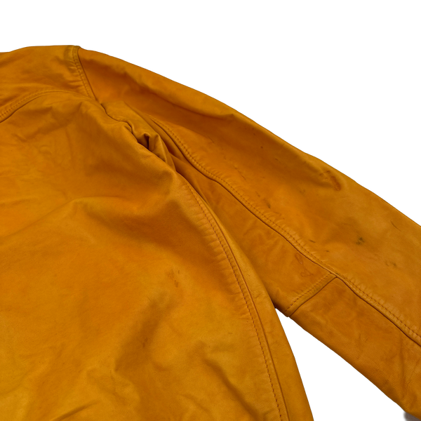 Stone Island 2014 Orange Lightweight Leather Felpa Jacket - Small