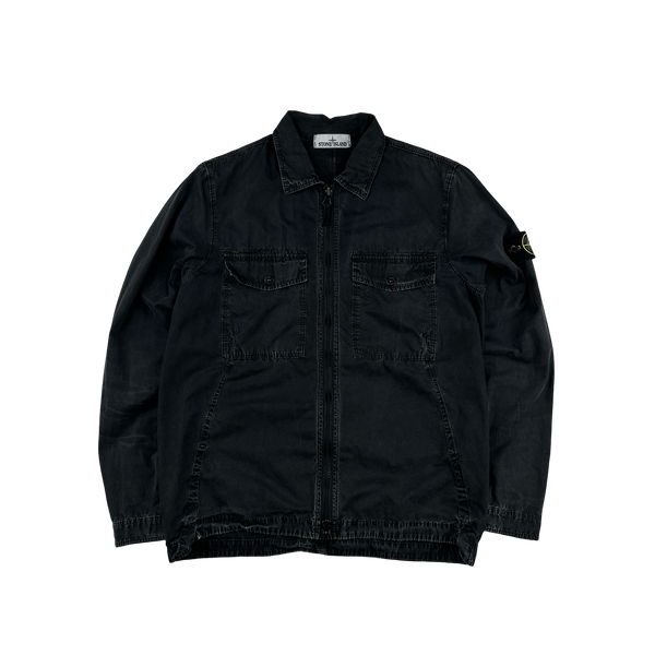 Stone Island 2019 Black Cotton Zipped Overshirt - Small