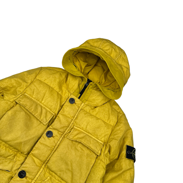 Stone Island 2018 Yellow Lino Resinato Down-TC Puffer Jacket - Small