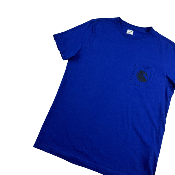 CP Company Electric Blue Small Graphic Design Cotton T Shirt - XL