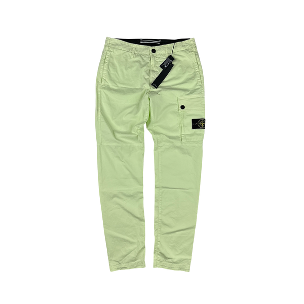 Stone Island Lime Green 2023 Slim Fit Cargo Trousers - Medium