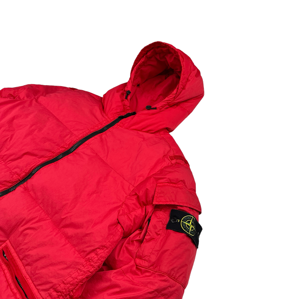 Stone Island 2022 Red Crinkle R-NY Down Puffer Jacket - Large