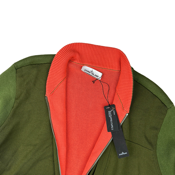 Stone Island 2022 Green/Coral Knit Reversible Cardigan - Large